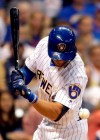 Milwaukee Brewers' Tyrone Taylor is hit by a pitch during the seventh inning of a baseball game against the Chicago Cubs Saturday, Sept. 7, 2019, in Milwaukee. (AP Photo/Aaron Gash)