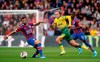 Crystal Palace's Luka Milivojevic, left, and Norwich City's Todd Cantwell in action during their English Premier League soccer match at Selhurst Park in London, Saturday Sept. 28, 2019. (John Walton/PA via AP)