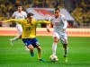 Sweden's Kristoffer Olsson, left, and Spain's Thiago Alcantara fight for the ball during their Euro 2020 Group F qualification soccer match between Sweden and Spain at Friends Arena in Solna, Stockholm, Sweden, on Tuesday Oct. 15, 2019.(Anders Wiklund / TT via AP)