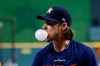 Houston Astros right fielder Josh Reddick prepares to take batting practice for baseball's World Series Monday, Oct. 21, 2019, in Houston. The Houston Astros face the Washington Nationals in Game 1 on Tuesday. (AP Photo/Matt Slocum)