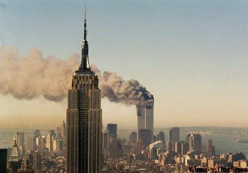 Marty Lederhandler / The Associated Press Archives
Smoke billows from one of the World Trade Center towers after a jet airliner crashed into the building on Sept. 11, 2001.