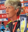 Anne M. Peterson / The Associated Press
Sweden coach Pia Sundhage speaks during a news conference at the FIFA Women's World Cup soccer tournament, Thursday in Winnipeg.