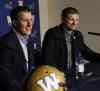 Wayne Glowacki / Winnipeg Free Press
The Winnipeg Blue Bombers have announced a contract extension for quarterback Drew Willy, left, at a news conference Friday morning beside  Coach Mike O'Shea.