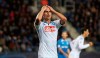 Napoli's Arkadiusz Milik reacts after missing a scoring chance during a Champions League group E soccer match between Genk and Napoli at the KRC Genk Arena in Genk, Belgium, Wednesday, Oct. 2, 2019. (AP Photo/Francisco Seco)