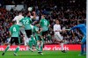 Real Madrid's Casemiro, top, heads the ball during a Spanish La Liga soccer match between Real Madrid and Betis at the Santiago Bernabeu stadium in Madrid, Saturday, Nov. 2, 2019. (AP Photo/Manu Fernandez)