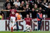 West Ham's Declan Rice, right, celebrates after scoring the opening goal during the English Premier League soccer match between West Ham United and Arsenal at London Stadium in London, Saturday, Jan. 12, 2019. (AP Photo/Tim Ireland)