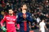 PSG's Edinson Cavani reacts after a missed chance to score during the League One soccer match between Paris Saint Germain and Guingamp at the Parc des Princes stadium in Paris, Saturday, Jan. 19, 2019. (AP Photo/Michel Euler)