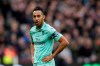 Arsenal's Pierre-Emerick Aubameyang reacts during the English Premier League soccer match between West Ham United and Arsenal at London Stadium in London, Saturday, Jan. 12, 2019. (AP Photo/Tim Ireland)