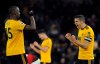 Wolverhampton's Conor Coady, right, and Willy Boly, left, celebrate at the end of the English Premier League soccer match between Wolverhampton Wanderers and Manchester United at the Molineux Stadium in Wolverhampton, England, Tuesday, April 2, 2019. Wolverhampton won 2-1. (AP Photo/Rui Vieira)
