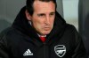 Arsenal's head coach Unai Emery sits on the bench during the Europa League group F soccer match between Vitoria SC and Arsenal at the D. Afonso Henriques stadium in Guimaraes, Portugal, Wednesday, Nov. 6, 2019. (AP Photo/Luis Vieira)