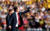 Arsenal's head coach Unai Emery gestures to his players from the sidelines during the English Premier League soccer match between Watford and Arsenal at the Vicarage Road stadium in Watford near London, Sunday, Sept. 15, 2019. The match ended in a 2-2 draw. (AP Photo/Alastair Grant)