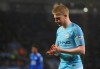 Manchester City's Kevin De Bruyne waits to take a corner kick during the English League Cup quarterfinal soccer match at the King Power stadium in Leicester, England, Tuesday, Dec.18, 2018. (AP Photo/Rui Vieira)
