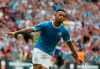 Manchester City's Gabriel Jesus celebrates after scoring in a penalty shoot out, with his goal winning the shot out and the match 5-4, during the Community Shield soccer match between Manchester City and Liverpool at Wembley Stadium in London, Sunday, Aug. 4, 2019. The match ended 1-1 and Manchester City won the match 5-4 after a penalty shoot out. (AP Photo/Frank Augstein)