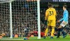 Liverpool's Roberto Firmino, left heads the ball over the line as he scores his sides 1st goal during their English Premier League soccer match between Manchester City and Liverpool at the Ethiad stadium, Manchester England, Thursday, Jan. 3, 2019. (AP Photo/Jon Super)