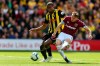 West Ham United's Mark Noble scores his side's first goal of the game during the English Premier League soccer match between Watford and West Ham United, at Vicarage Road, in Watford, England, Sunday, May 12, 2019. (Paul Harding/PA via AP)