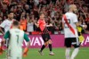 Marco Ruben of Brazil's Athletico Paranaense, center, celebrates after scoring against Argentina's River Plate during Recopa Sudamericana first leg final soccer match in Curitiba, Brazil, Wednesday, May 22, 2019. (AP Photo/Andre Penner)
