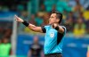 Referee Julio Bascunan disallows a goal scored by Brazil's Gabriel Jesus after consulting the VAR during a Copa America Group A soccer match at the Arena Fonte Nova in Salvador, Brazil, Tuesday, June 18, 2019. (AP Photo/Ricardo Mazalan)