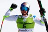 Italy's Dominik Paris reacts after competing in the men's downhill race at the alpine ski World Cup finals, in Soldeu, Andorra, Wednesday, March 13, 2019. (AP Photo/Alessandro Trovati)