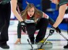 Ontario skip Rachel Homan releases a rock as they play Nunavut at the Scotties Tournament of Hearts at Centre 200 in Sydney, N.S. on Sunday, Feb. 17, 2019. THE CANADIAN PRESS/Andrew Vaughan