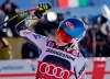 United States' Mikaela Shiffrin celebrates at the finish area of a women's World Cup super-G in St. Moritz, Switzerland, Saturday, Dec. 8, 2018. (AP Photo/Giovanni Auletta)