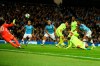 Manchester City's Raheem Sterling, right, scores his side's opening goal during the group C Champions League soccer match between Manchester City and Dinamo Zagreb at the City of Manchester Stadium in Manchester, England, Tuesday, Oct. 1, 2019. (AP Photo/Dave Thompson)