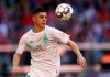 Bremen's midfielder Milot Rashica goes for a header during the German Bundesliga soccer match between Bayern Munich and Werder Bremen at the Allianz Arena in Munich, Germany, Saturday, April 20, 2019. (AP Photo/Matthias Schrader)