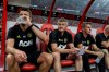 Manchester United's manager Ole Gunnar Solksjaer, centre looks on prior to the start of the International Champions Cup soccer match between Manchester United and Milan in Singapore, Saturday, July 20, 2019. (AP Photo/Danial Hakim)
