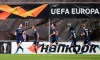 Slovan Bratislava's Andraz Sporar, left, celebrates with teammates after scoring his side's opening goal during the Europa League group K soccer match between Braga and Slovan Bratislava at the Braga stadium in Braga, Portugal, Thursday, Oct. 3, 2019. (AP Photo/Luis Vieira)