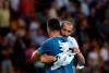 Juventus' Cristiano Ronaldo, front, celebrates with Juventus' Giorgio Chiellini at the end of the Serie A soccer match between Parma and Juventus at the Tardini stadium, in Parma, Italy, Saturday, Aug. 24, 2019. (AP Photo/Antonio Calanni)