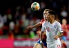 England's Jadon Sancho, front, and Czech Republic's Jakub Brabec run for the ball during the Euro 2020 group A qualifying soccer match between Czech Republic and England at the Sinobo stadium in Prague, Czech Republic, Friday, Oct. 11, 2019. (AP Photo/Petr David Josek)
