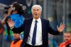 Atalanta head coach Gian Piero Gasperini gives instructions during the Champions League group C soccer match between Atalanta and Shakhtar Donetsk at the San Siro stadium in Milan, Italy, Tuesday, Oct. 1, 2019. (AP Photo/Antonio Calanni)