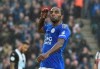 Leicester's Ricardo Pereira celebrates after scoring the opening goal under heavy rain during the English Premier League soccer match between Leicester City and Newcastle United at the King Power Stadium in Leicester, England, Sunday, Sept. 29, 2019. (AP Photo/Rui Vieira)