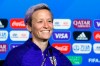 United States' Megan Rapinoe attends a press conference at the Stade de Lyon, outside Lyon, France, Saturday, July 6, 2019. US will face Netherlands in a Women's World Cup final match Sunday in Lyon. (AP Photo/Francois Mori)