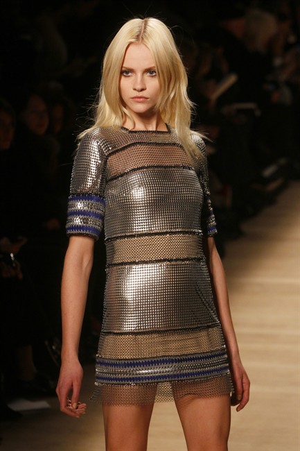 knee length dresses for ladies Vintage Paco Rabanne Silver Metallic Mini Dress – MAUVE main image 1