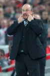 Newcastle coach Rafael Benitez gestures during the English Premier League soccer match between Liverpool and Newcastle at Anfield Stadium, in Liverpool, England, Wednesday, Dec. 26, 2018. (AP Photo/Jon Super)