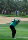 Shane Lowry of Ireland plays a shot on the first hole in round three of the Abu Dhabi Championship golf tournament in Abu Dhabi, United Arab Emirates, Friday, January 18, 2019. (AP Photo/Kamran Jebreili)