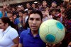 FILE - In this Dec. 30, 2010 file photo, Paraguay's Salvador Cabanas, former player of Mexico's America soccer team, poses for a picture during a friendly game by the first team he played in, 12 de Octubre, in Itagua, Paraguay. The man who shot Cabanas in the head at point-blank range in 2010 in a Mexico City bar was sentenced to 20 years in prison in Mexico, federal prosecutors said in a statement Sunday, Feb. 17, 2019. (AP Photo/Jorge Saenz, File)