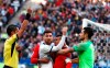 FILE - In this July 6, 2019 file photo, Argentina's Lionel Messi, center left, and Chile's Gary Medel, center right, scuffle as referee Mario Diaz, from Paraguay, left, shows the red card to both of them during Copa America third-place soccer match at the Arena Corinthians in Sao Paulo, Brazil. South America‚Äôs governing soccer body CONMEBOL, has given Argentina star Lionel Messi on Tuesday, July 23, a one game suspension and $1500 fine for the incident. (AP Photo/Victor R. Caivano, File)
