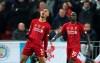 Liverpool's Fabinho celebrates after scoring his side's opening goal during the English Premier League soccer match between Liverpool and Manchester City at Anfield stadium in Liverpool, England, Sunday, Nov. 10, 2019. (AP Photo/Jon Super)