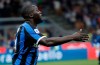 Inter Milan's Romelu Lukaku celebrates after scoring his side's third goal during the Serie A soccer match between Inter Milan and Lecce at the San Siro stadium, in Milan, Italy, Monday, Aug. 26, 2019. (AP Photo/Luca Bruno)