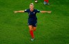 France's Amandine Henry celebrates after scoring her side's fourth goal, during the Women's World Cup Group A soccer match at the Parc des Princes in Paris, Friday, June 7, 2019. (AP Photo/Francois Mori)