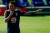 Brazil's Neymar points to a teammate during practice at the Granja Comary training center ahead of the Copa America soccer tournament in Teresopolis, Brazil, Sunday, May 26, 2019. (AP Photo/Leo Correa)