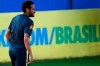 Brazil's soccer player Neymar grimaces after touching his knee during a practice session at the Granja Comary training center ahead of the Copa America tournament, in Teresopolis, Brazil, Tuesday, May 28, 2019. (AP Photo/Leo Correa)