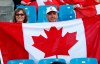 Canadian fans wait for the start of the Women's World Cup Group E soccer match between Canada and Cameroon in Montpellier, France, Monday, June 10, 2019. (AP Photo/Claude Paris)