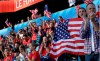 US fans wait for the start of the Women's World Cup Group F soccer match between Sweden and the United States at Stade Océane, in Le Havre, France, Thursday, June 20, 2019. (AP Photo/Alessandra Tarantino)