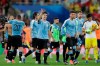 Uruguay's Luis Suarez (9) and teammates acknowledge the fans at the end of a Copa America Group C soccer match against Chile at the Maracana stadium in Rio de Janeiro, Brazil, Monday, June 24, 2019. (AP Photo/Silvia Izquierdo)