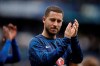 Chelsea's Eden Hazard waves to fans at the end of the English Premier League soccer match between Chelsea and Watford at Stamford Bridge stadium in London, Sunday, May 5, 2019. (AP Photo/Matt Dunham)
