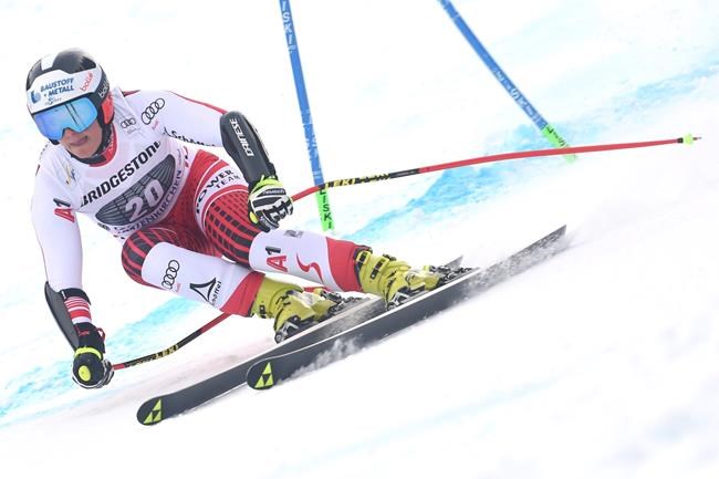 Austria's Ramona Siebenhofer competes during an alpine ski, women's World Cup super G, in Garmisch Partenkirchen, Germany, Saturday Jan. 26, 2019. (AP Photo/Marco Tacca)