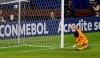 Japan's goalkeeper Keisuke Osako fails to stop Chile's Eduardo Vargas from scoring his side's second goal during a Copa America Group C soccer match at the Morumbi stadium in Sao Paulo, Brazil, Monday, June 17, 2019. (AP Photo/Nelson Antoine)