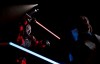 In this Sunday, Feb. 10, 2019, photo, Julien Esprit, left, competes with Jean Baptiste Marchetti-Waternaux during the national lightsabers tournament in Beaumont-sur-Oise, north of Paris. In France, lightsaber fighting is an official sport, recognized as such by the French Fencing Federation. The sport's practitioners, many but not all of the fans of 'Stars Wars,' have had to build the discipline's competition rules almost from scratch. (AP Photo/Christophe Ena)